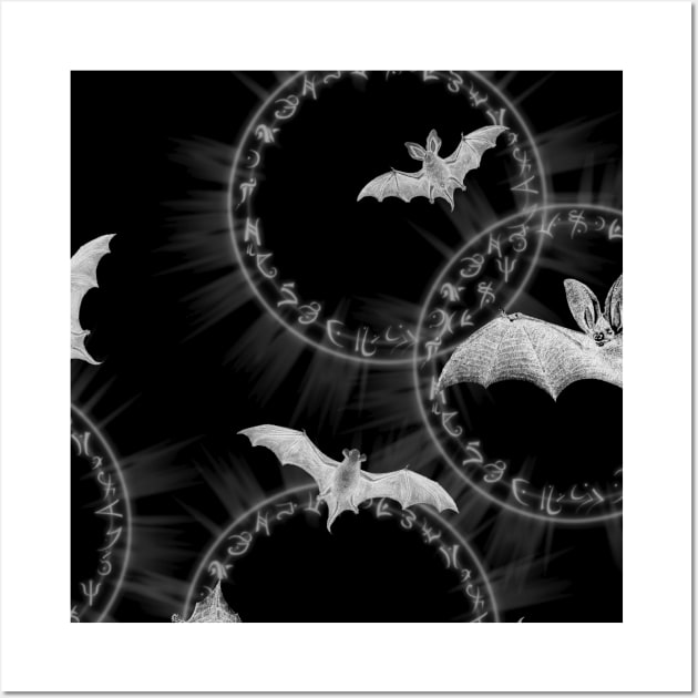 Bats and Magical Circles - Goth Fashion - bat, magic, witch, halloween, emo Wall Art by Wanderer Bat